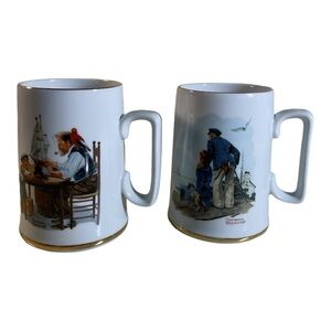 Norman Rockwell coffee mugs set of 2